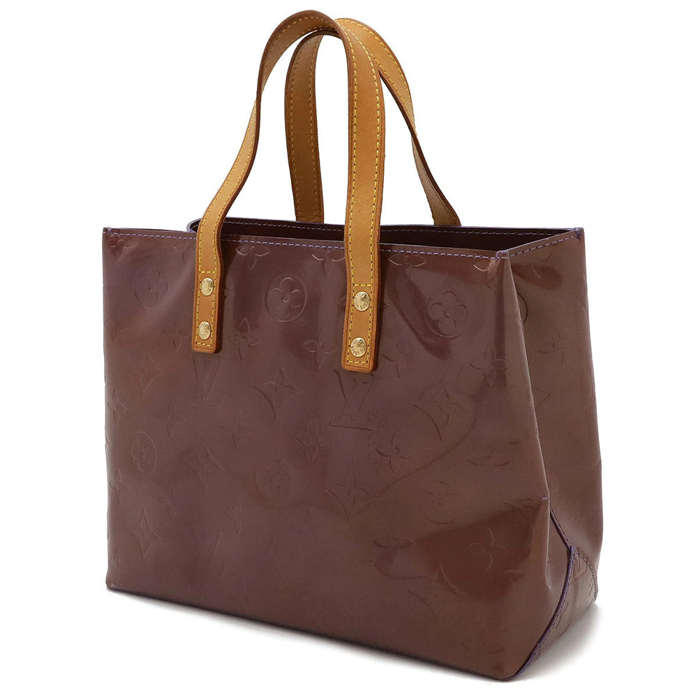 Louis Vuitton Lead Tote Handbag Monogram Violet Vernis Leather Bag Enamel Brown